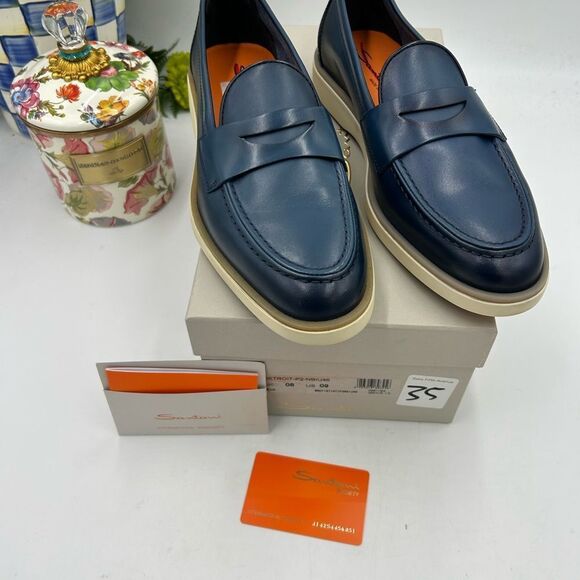 Men's Santoni Detroit, leather loafers size 9 US made in Italy - Picture 3 of 10